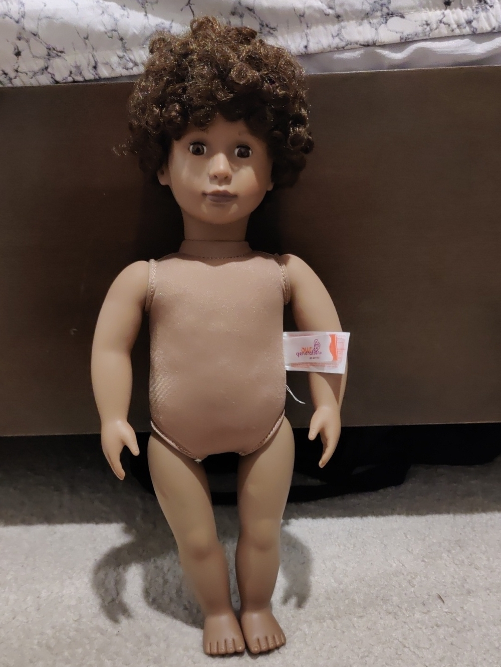 Our generation 18"Male doll Curly Short Brown Hair And Eyes/Eyelashes Open/Close